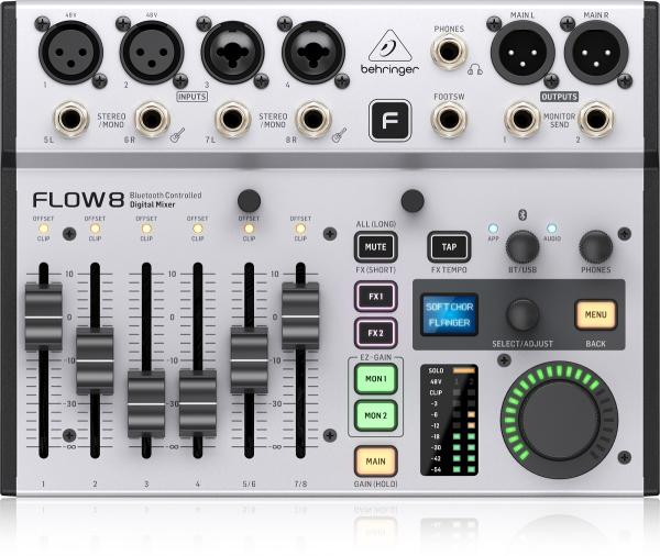 BEHRINGER FLOW 8 MIXER DIGITALE 8 INGRESSI AUDIO BLUETOOTH CONTROLLO APP 2 PROCESSORI EFFETTI USB