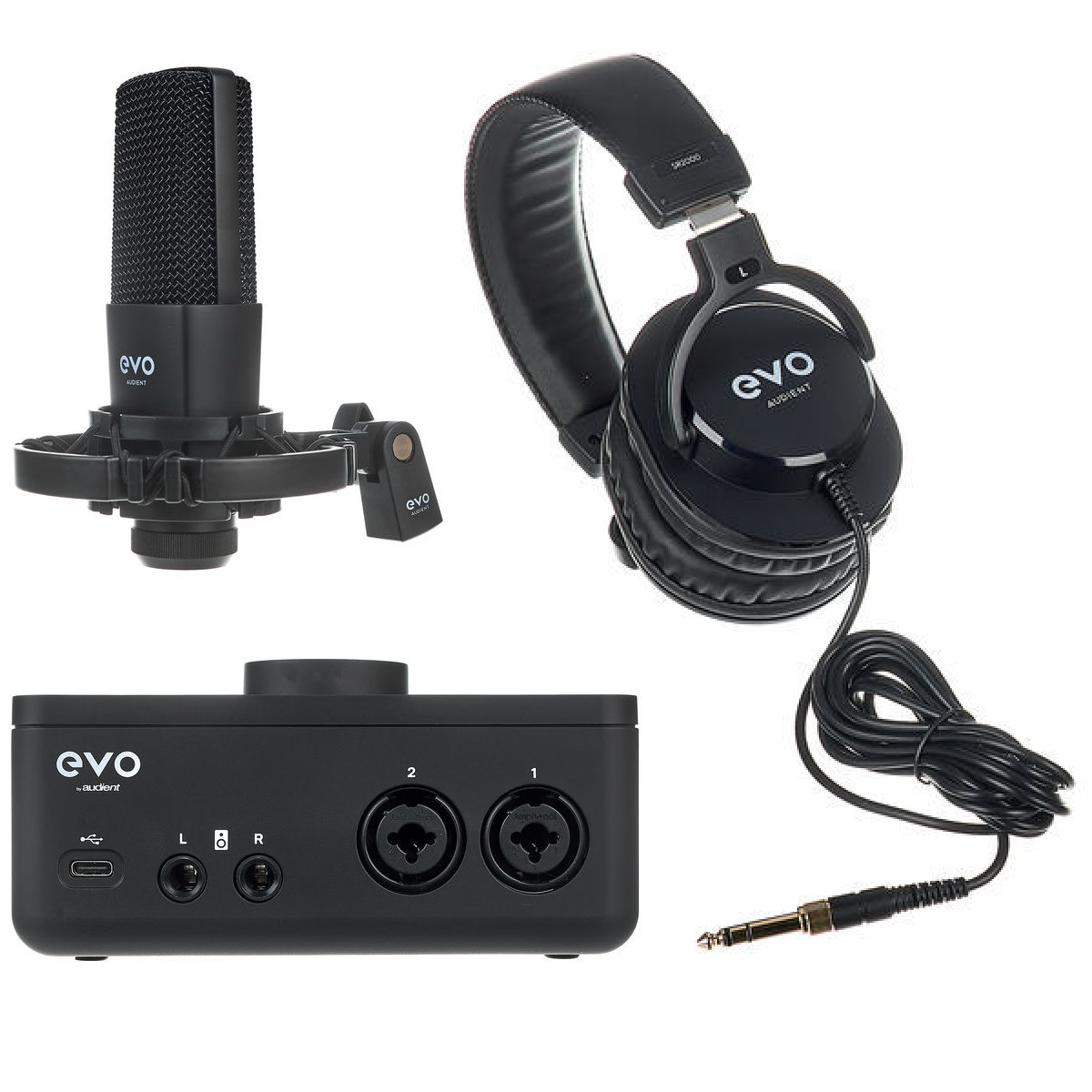 AUDIENT EVO4 START RECORDING BUNDLE INTERFACCIA AUDIO MICROFONO SR1 CUFFIE SR2000