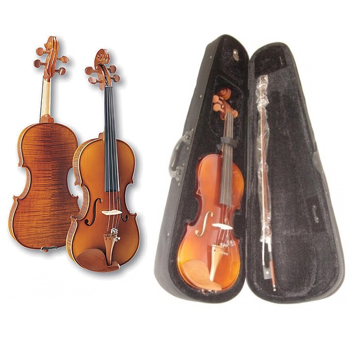 OLVEIRA VV150 VIOLINO 3-4 TOP ABETE MASSELLO FONDO ACERO MASSELLO LEGNO GIUGGIOLO PIOLI MENTONIERA CORDIERA + CUSTODIA + ARCHETT