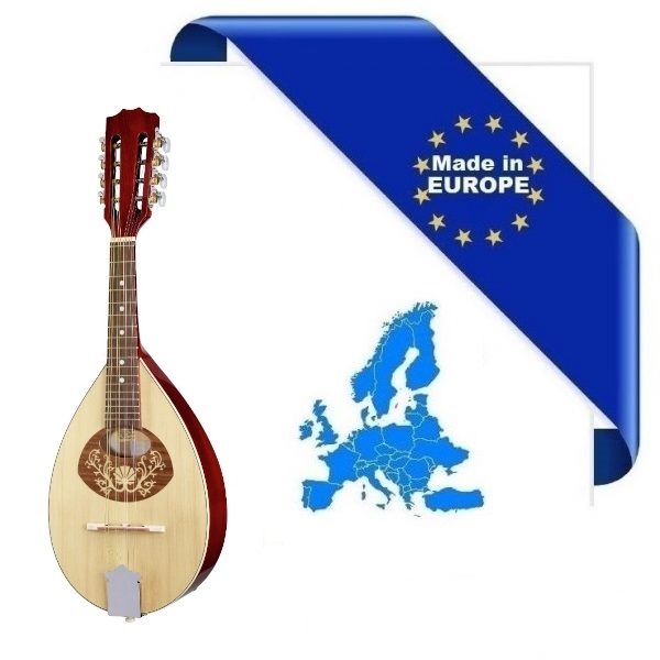 HORA MANDOLINO PORTOGHESE 2 MADE IN EUROPE IN MASSELLO TOP ABETE E ACERO FONDO FASCE MANICO SCALA 332mm