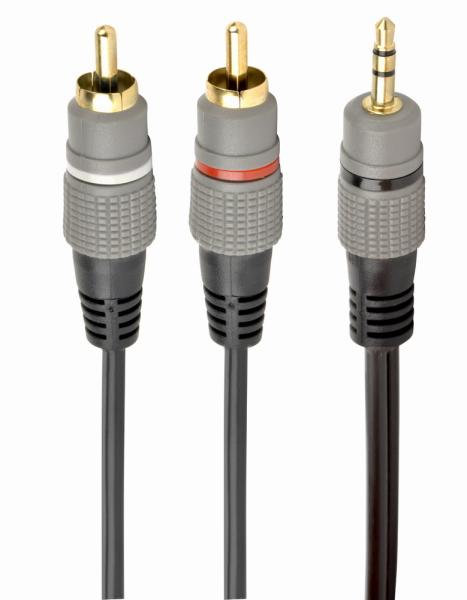 CABLEXPERT 3 5 MM STEREO PLUG TO 2*RCA PLUGS 5M CABLE, GOLD-PLATED CONNECTORS