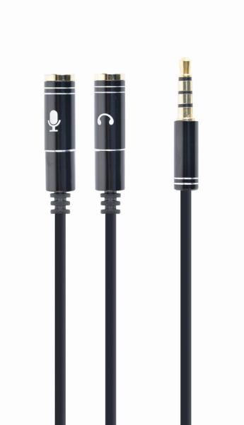 CABLEXPERT 3 5 MM AUDIO + MICROPHONE ADAPTER CABLE, 0 2 M, METAL CONNECTORS