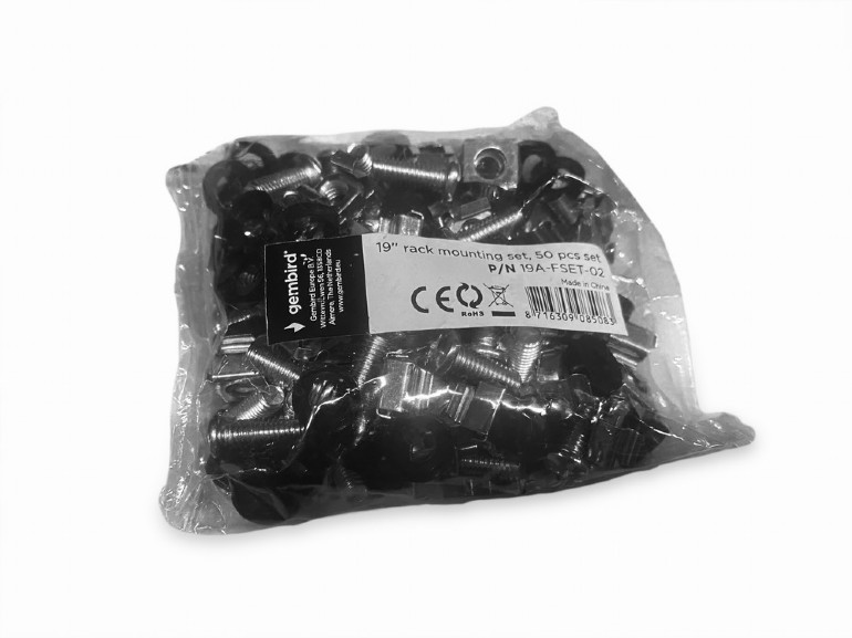 GEMBIRD 19A-FSET-02 SETI DI 50 VITI M6 DA RACK CON DADO A GABBIA E RONDELLA