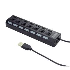 GEMBIRD UHB-U2P7-03 HUB USB 7 PORTE CON SWITCH ON-OFF PER OGNI USCITA + ALIMENTATORE ESTERNO