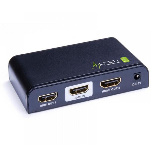 TECHLY SPLITTER HDMI 4K UHD 3D 2 VIE IN METALLO CON ALIMENTATORE