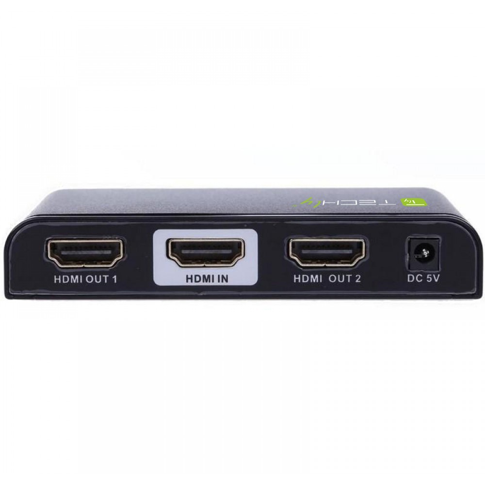 TECHLY SPLITTER HDMI 4K UHD 3D 2 VIE IN METALLO CON ALIMENTATORE