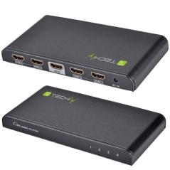TECHLY SPLITTER HDMI 4K UHD 3D 4 VIE IN METALLO CON ALIMENTATORE