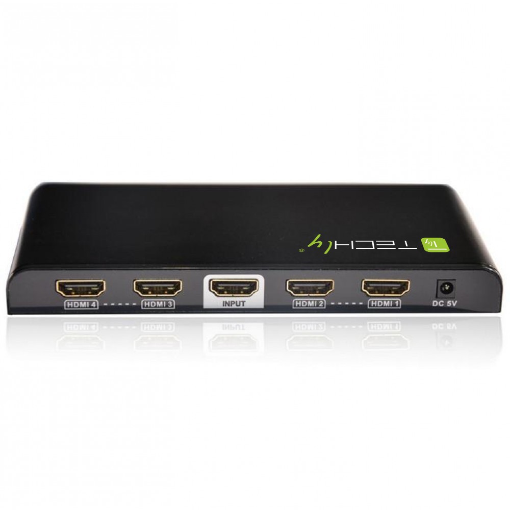 TECHLY SPLITTER HDMI 4K UHD 3D 4 VIE IN METALLO CON ALIMENTATORE