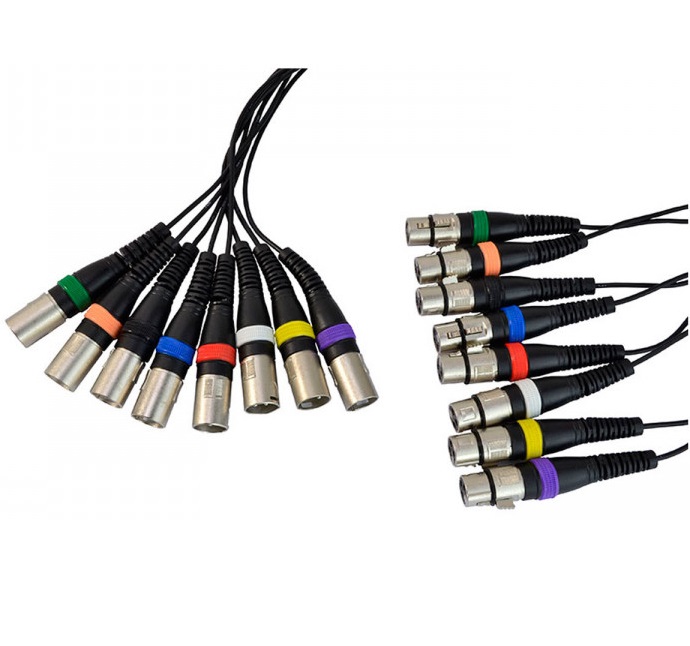 COBRA CP070-10 CAVO MULTICORE DI 10 METRI DA 8 XLR FEMMINA A 8 XLR MASCHIO