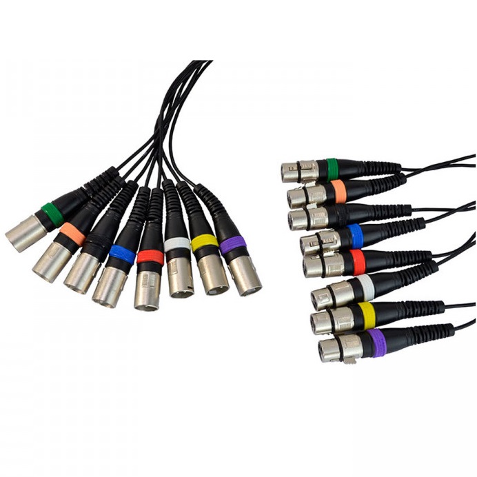 COBRA CP070-03 CAVO MULTICORE DI 3 METRI DA 8 XLR FEMMINA A 8 XLR MASCHIO