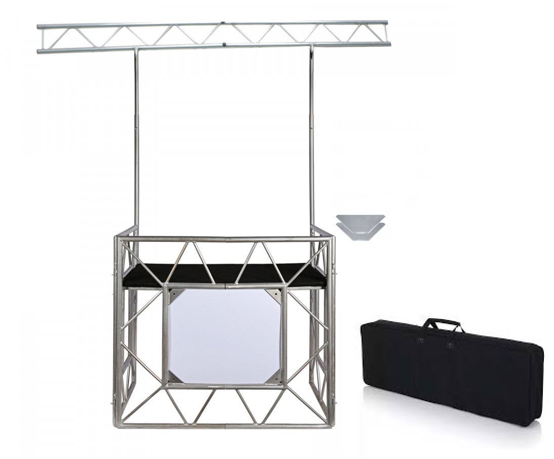 ATOMIC 4DJ EVENT TABLE TAVOLO DESK DJ ED EVENTI CON TRALICCIO LUCI CUSTODIA E MENSOLE IN BUNDLE