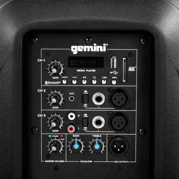 GEMINI AS2110 BT CASSA ATTIVA 2 VIE 1000W PICCO WOOFER 10" 2 CANALI CON LETTORE MP3 BLUETOOTH USB SD