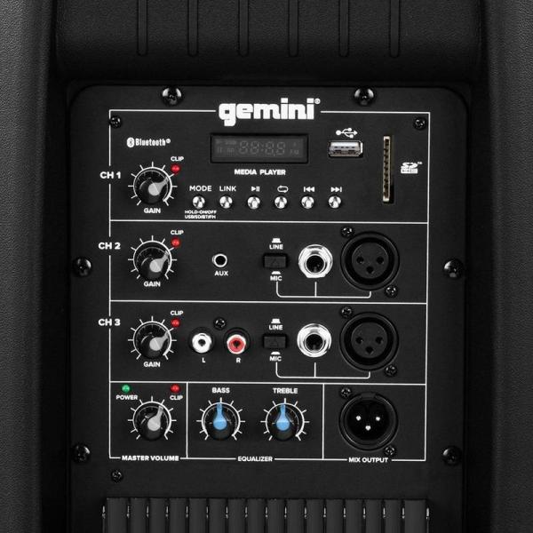 GEMINI AS2112 BT CASSA ATTIVA 2 VIE 1500W PICCO WOOFER 12" 2 CANALI CON LETTORE MP3 BLUETOOTH USB SD