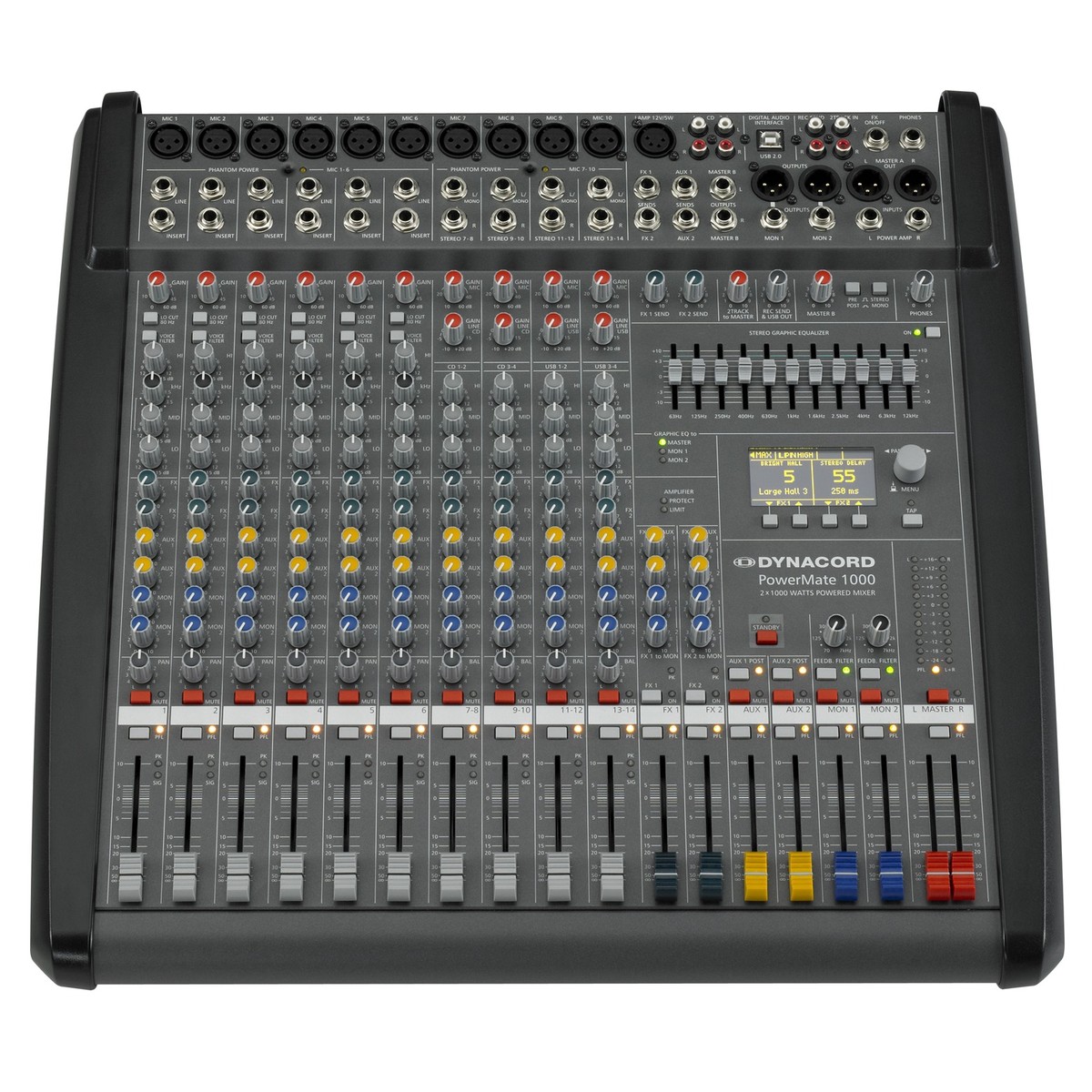 DYNACORD POWERMATE 1000-3 MIXER ANALOGICO AMPLIFICATO CON INTERFACCIA USB E DOPPI EFFETTI STEREO
