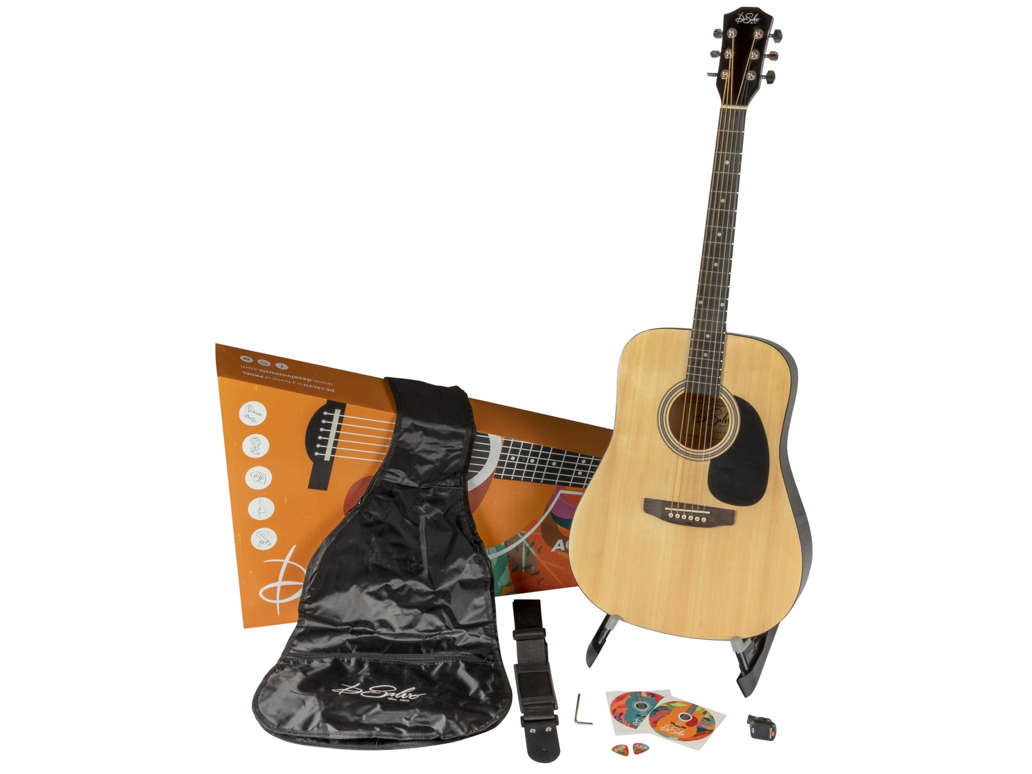 DE SALVO AG1NT CHITARRA ACUSTICA DREADNOUGHT NATURAL 4-4 + ACCESSORI