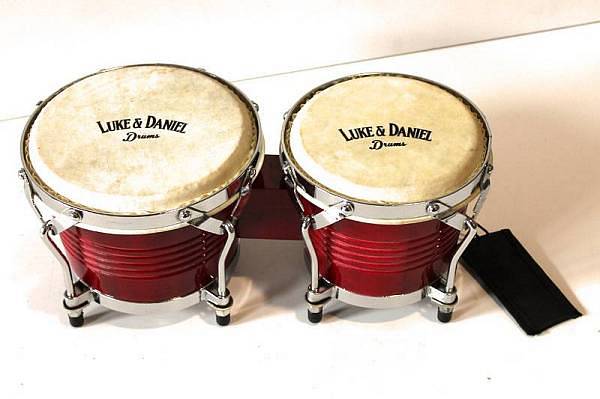 LUKE DANIEL LUKE & DANIEL JD105B WINE RED DOPPI BONGHI IN LEGNO MISURA 6 5" + 7 5" VERA PELLE ACCORDATURA MECCANICA COLORE ROSSO