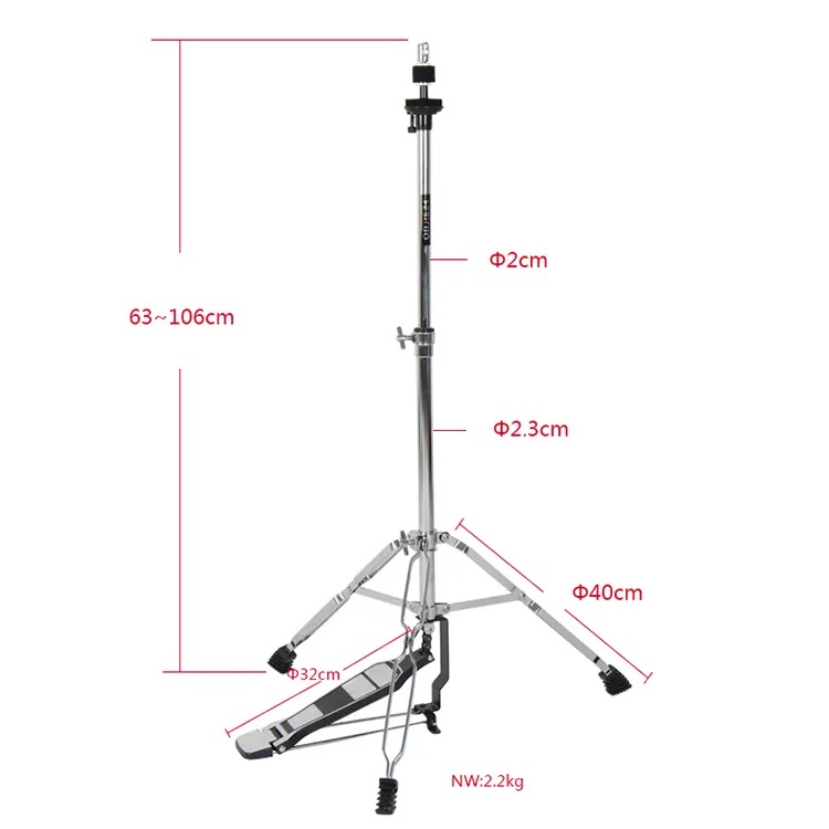 EXTREME HH500 ASTA HI-HAT CHARLESTON PROFESSIONALE ALTEZZA REGOLABILE TREPPIEDE CON GAMBE DOPPIE