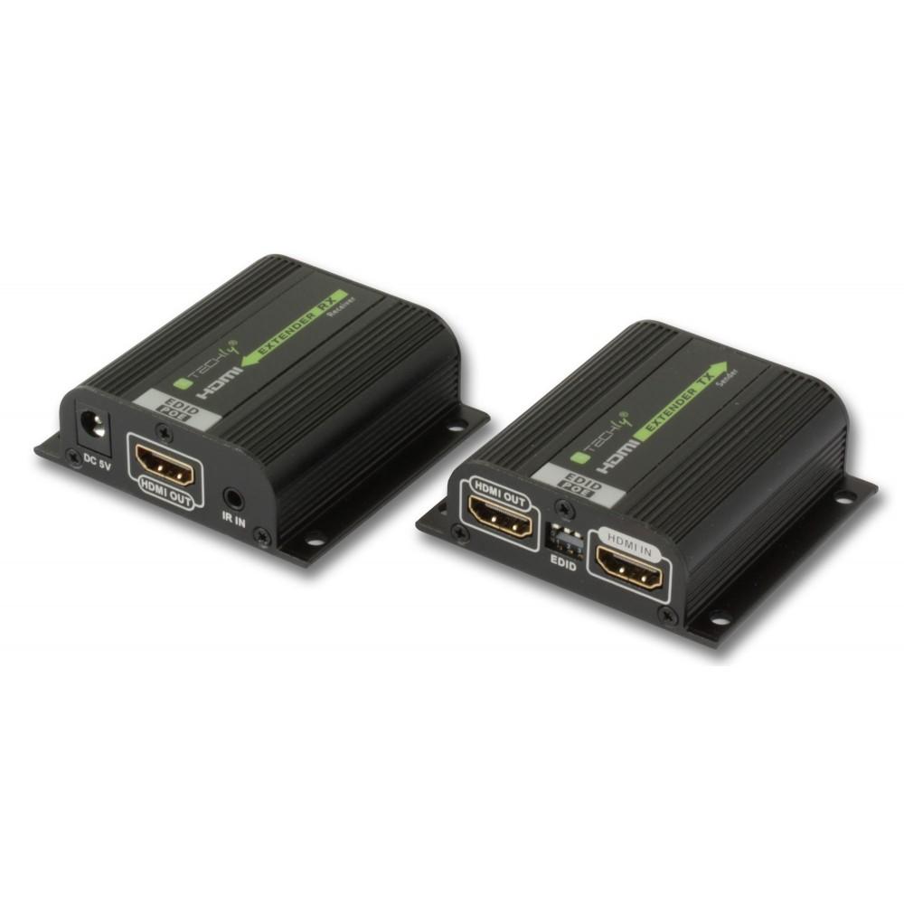TECHLY EXTENDER HDMI FULL HD 3D POE FINO A 40 METRI EDID IR CAVI CAT 6 6A 7