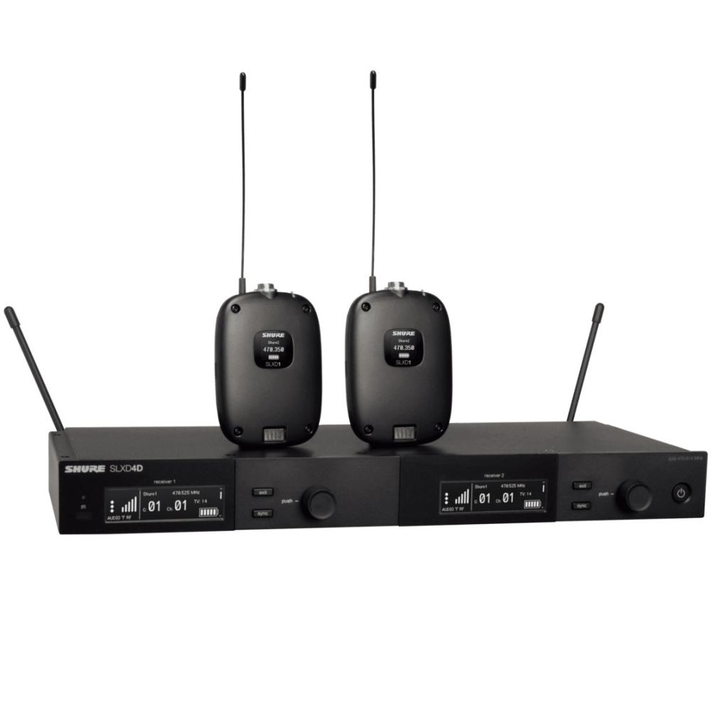 SHURE SLXD14DE J53 SISTEMA WIRELESS DOPPIO PER CHITARRA E BASSO O ARCHETTI CON 2 TRASMETTITORI BODYPACK