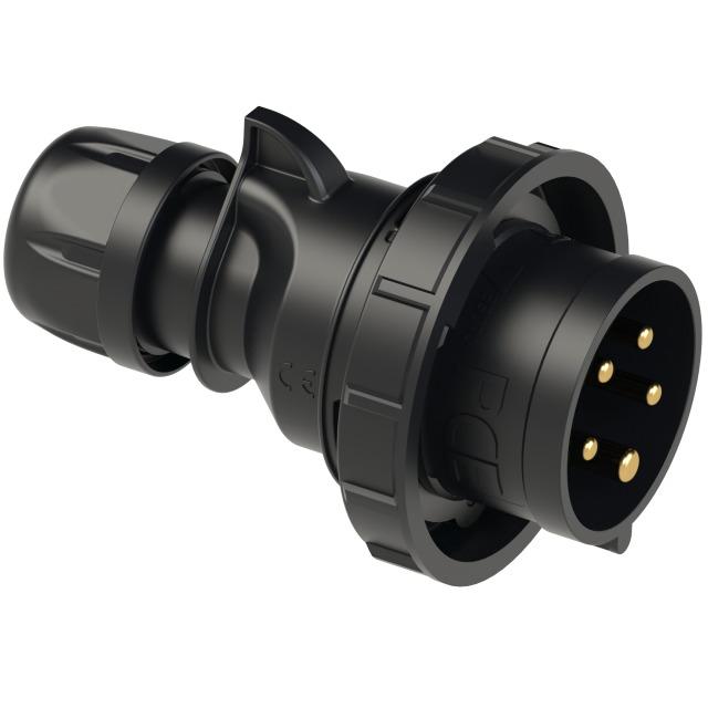 PCE -0252-6X SPINA CEE 32A 5P (3P+N+T) 400V IP67 5 POLI MASCHIO SHARK BLACK