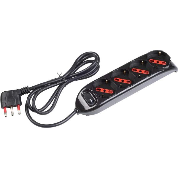 ROSI EMILIA RS94073 MULTIPRESA 4 USCITE SCHUKO+10A+16A INTERRUTTORE LUMINOSO CAVO 1 5MT