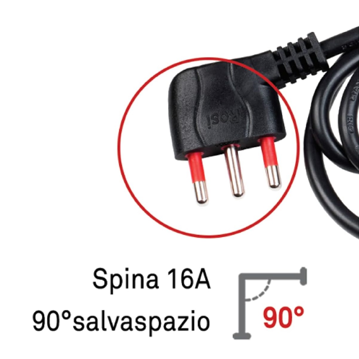ROSI EMILIA RS94002 MULTIPRESA 3 USCITE SCHUKO+10A+16A INTERRUTTORE LUMINOSO CAVO 1 5MT