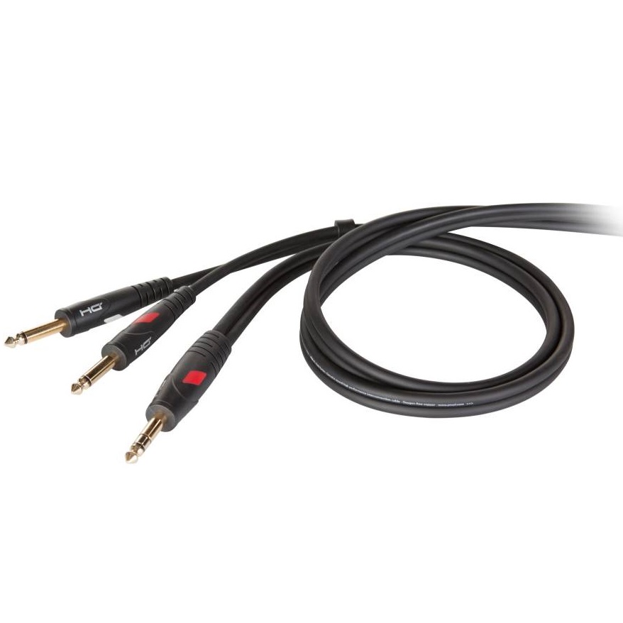 DIE HARD DHG540LU5 CAVO AUDIO STEREO PROFESSIONALE JACK 6 35MM TRS - DOPPIO JACK 6 35MM TS 5 METRI