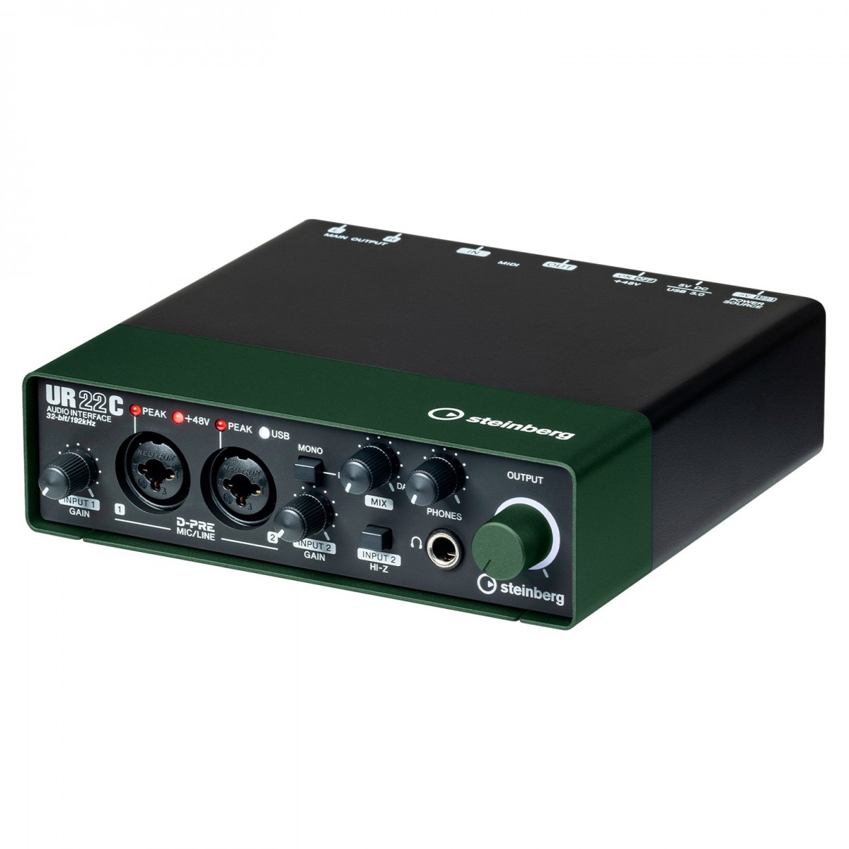 STEINBERG UR22C GREEN INTERFACCIA AUDIO USB 3 0 MIDI 2 CANALI CON D-PRE 24BIT 192Khz COLORE VERDE