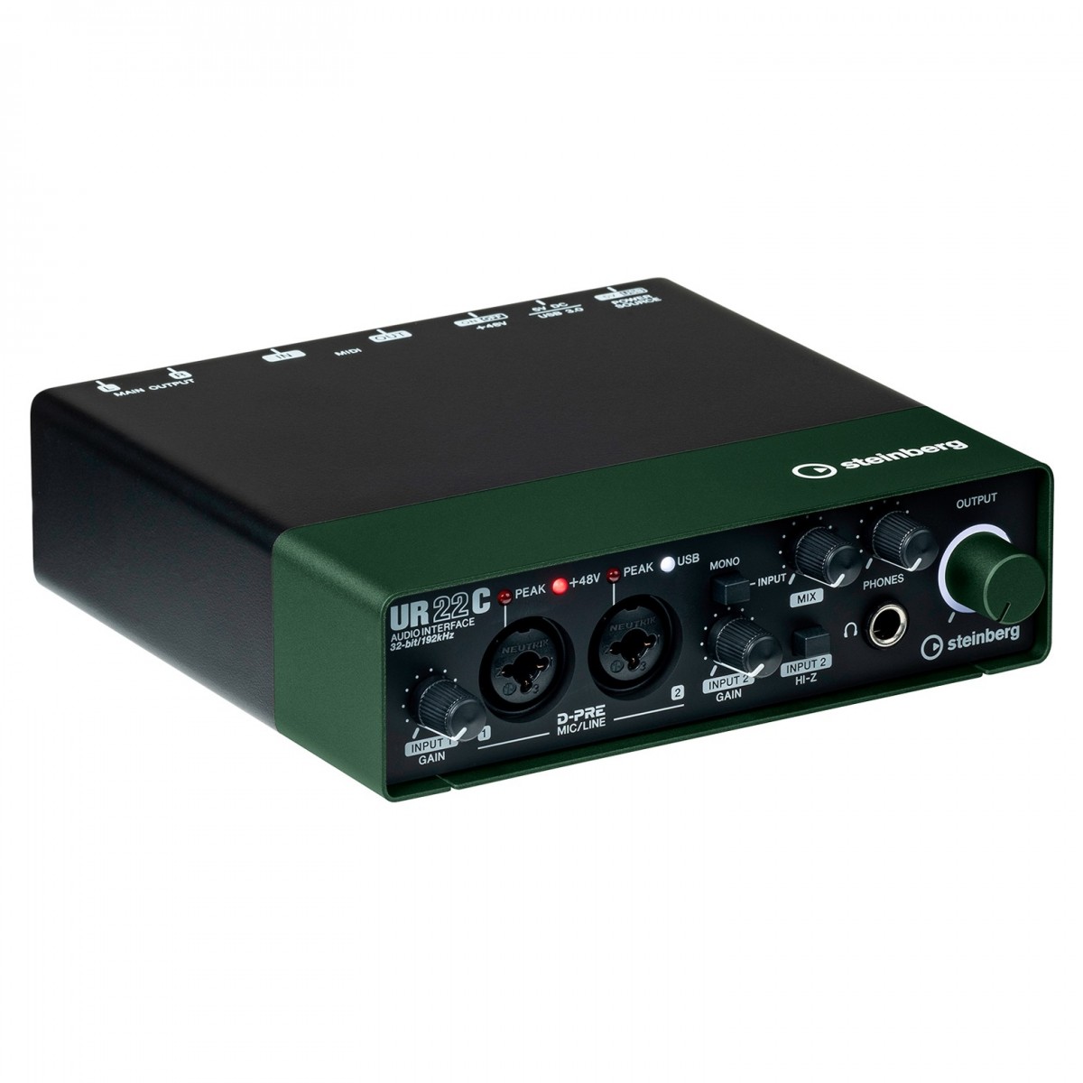 STEINBERG UR22C GREEN INTERFACCIA AUDIO USB 3 0 MIDI 2 CANALI CON D-PRE 24BIT 192Khz COLORE VERDE