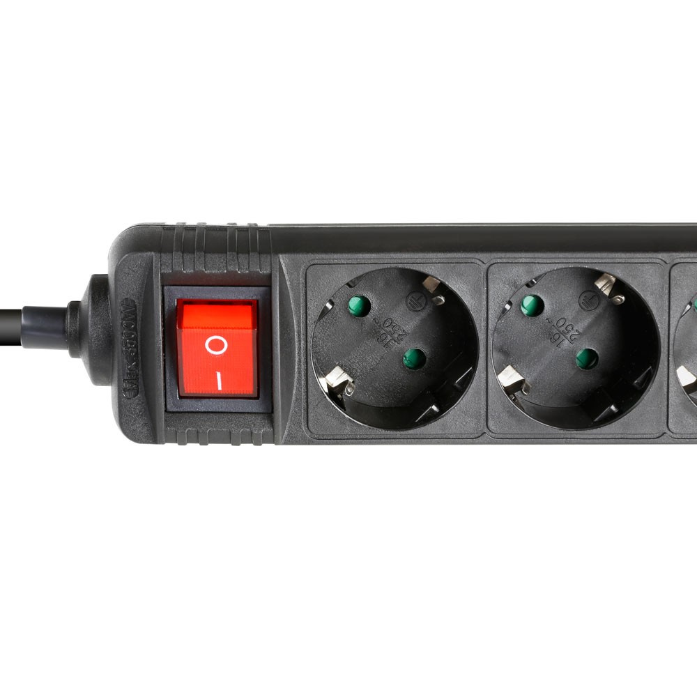 ADAM HALL 8747 S3 CIABATTA MULTIPRESA 3 PRESE 16A SCHUKO USCITE 2P+T INTERRUTTORE LUMINOSO CAVO CORRENTE 1 4MT 3X1 5MM2