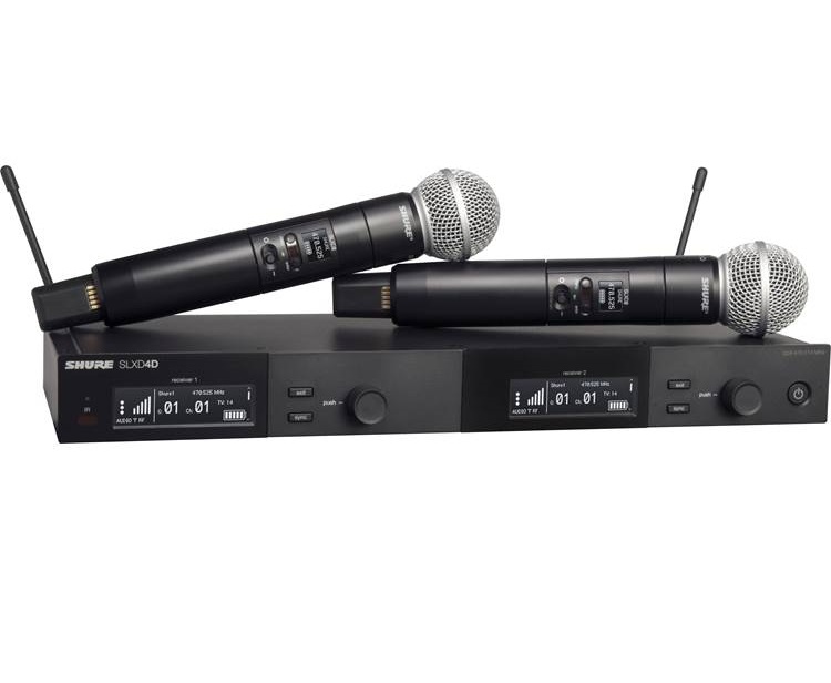 SHURE SLXD24DE-SM58 J53 DOPPIO RADIOMICROFONO PALMARE DIGITALE WIRELESS A MANO CAPSULA SM 58