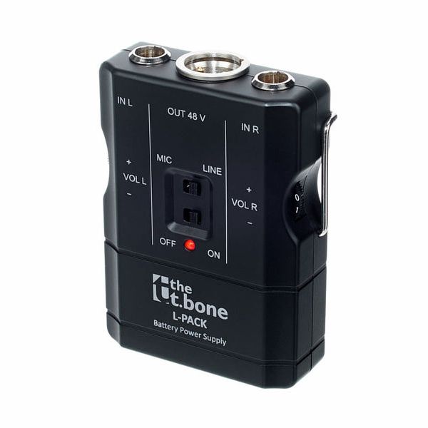 THE T BONE L-PACK ALIMENTATORE PHANTOM 9 VOLT A BATTERIA PER 2 MICROFONI TQG MINI XLR 3 POLI