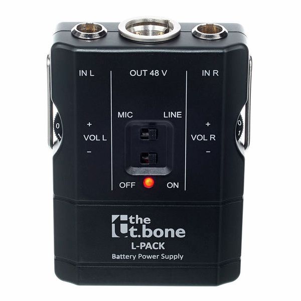 THE T BONE L-PACK ALIMENTATORE PHANTOM 9 VOLT A BATTERIA PER 2 MICROFONI TQG MINI XLR 3 POLI