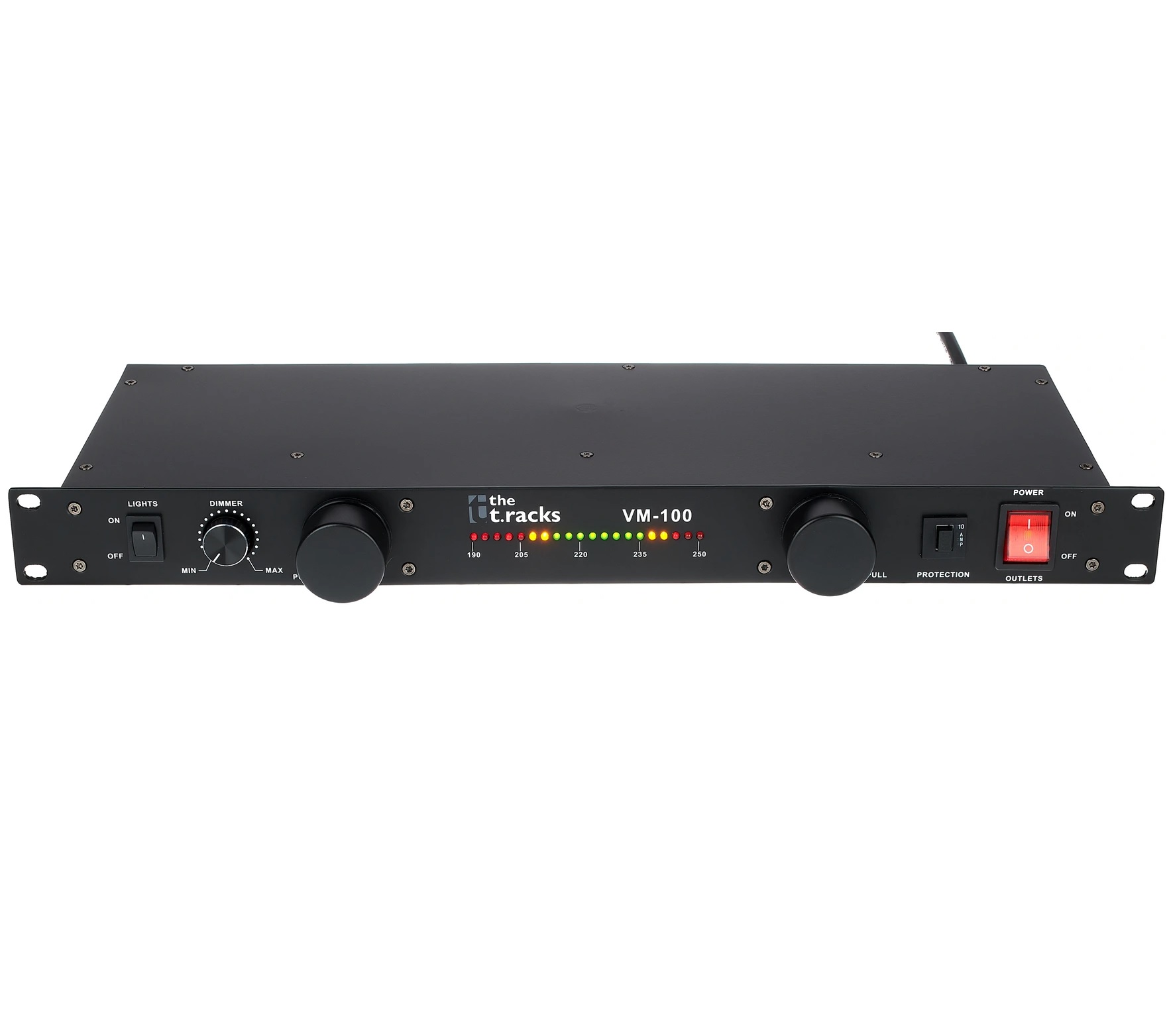 THE T RACKS VM-100 VOLTAGE METER DISTRIBUTORE DI CORRENTE 8 USCITE VDE CON 2 LAMPADE ESTRAIBILI DIMMERABILI