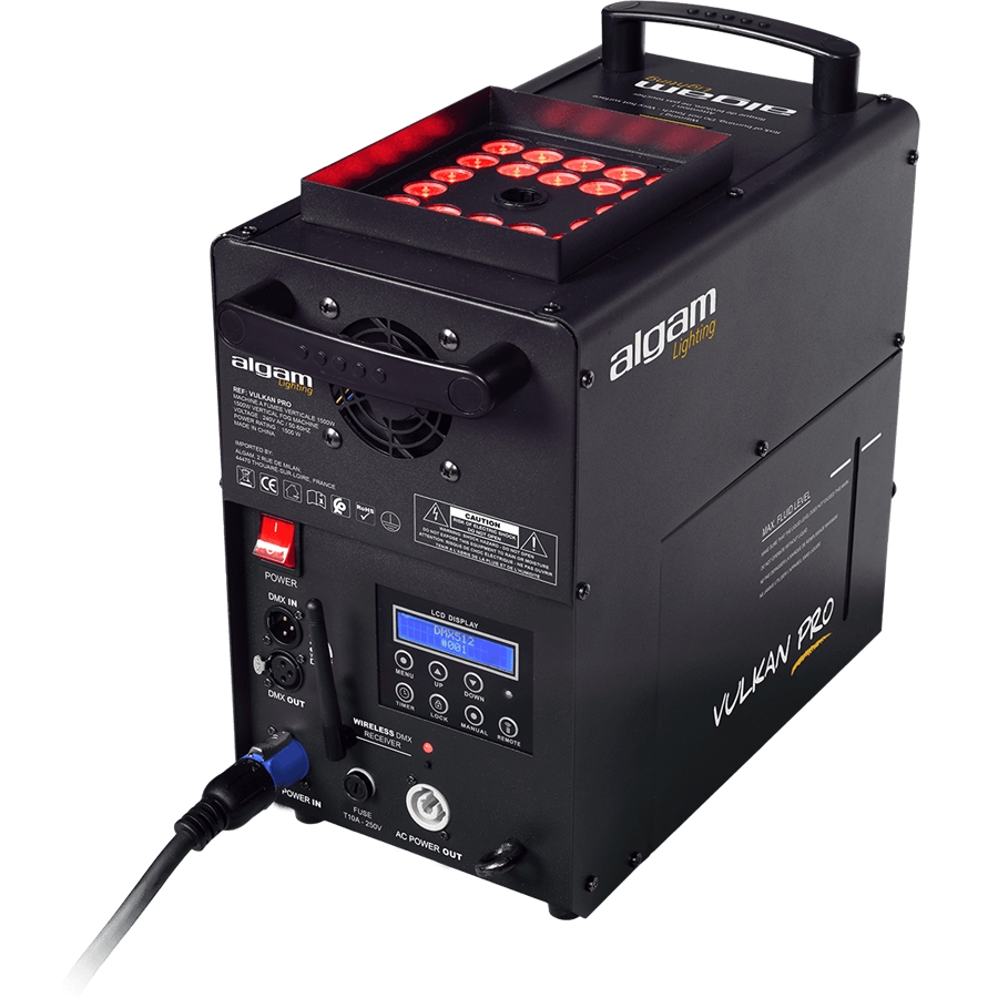 ALGAM LIGHTING VULKAN PRO MACCHINA DEL FUMO VERTICALE 1500W DMX WIRELESS 24 LEDS X 10W 3IN1