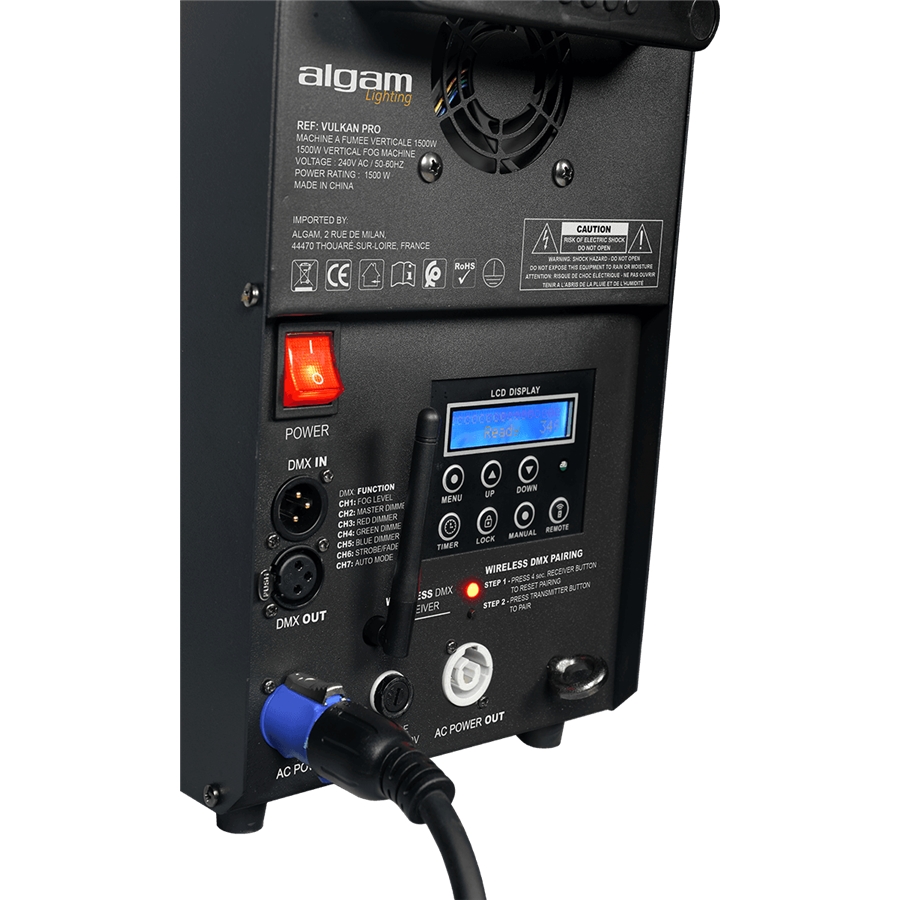 ALGAM LIGHTING VULKAN PRO MACCHINA DEL FUMO VERTICALE 1500W DMX WIRELESS 24 LEDS X 10W 3IN1