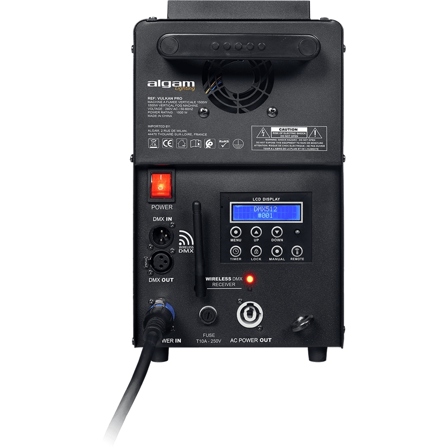 ALGAM LIGHTING VULKAN PRO MACCHINA DEL FUMO VERTICALE 1500W DMX WIRELESS 24 LEDS X 10W 3IN1