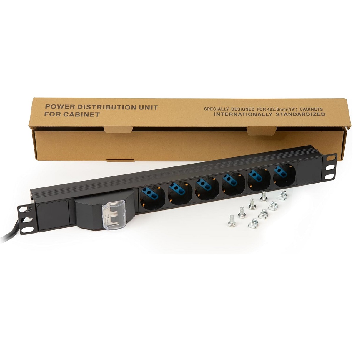 LINK MULTIPRESA ALIMENTAZIONE RACK 19" 6 PRESE UNIVERSALI TRIPOLARI-SCHUKO MAGNETOTERMICA