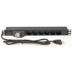 LINK MULTIPRESA ALIMENTAZIONE RACK 19" 6 PRESE UNIVERSALI TRIPOLARI-SCHUKO MAGNETOTERMICA
