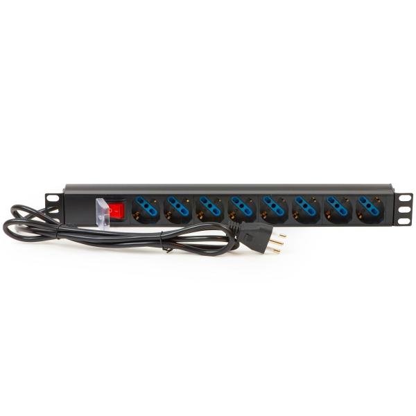 LINK MULTIPRESA ALIMENTAZIONE RACK 19" 8 PRESE UNIVERSALI UNEL TRIPOLARI-SCHUKO CON INTERRUTTORE