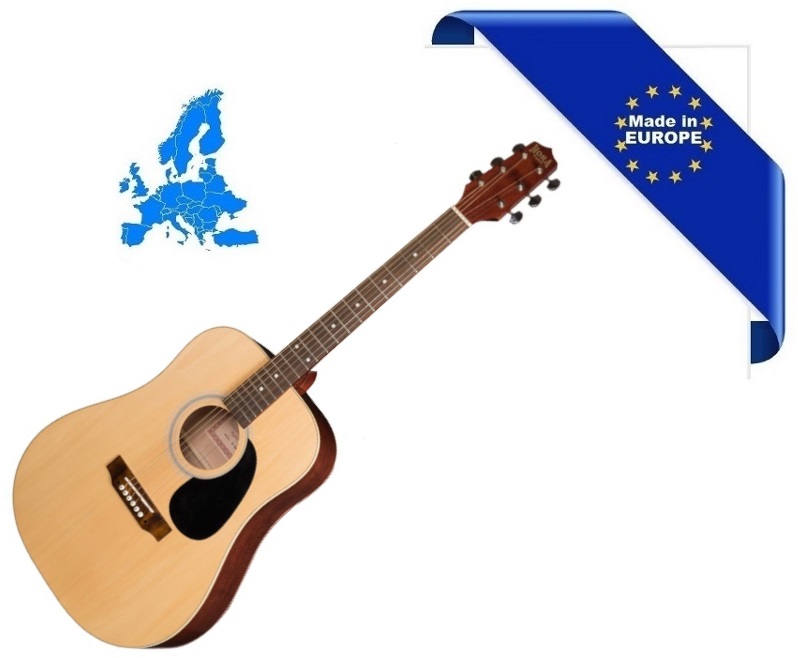 HORA CHITARRA ACUSTICA 4-4 NATURAL MADE IN EUROPE TOP ABETE MASSELLO MANICO ACERO TASTIERA PALISSANDRO FONDO FASCE LIME