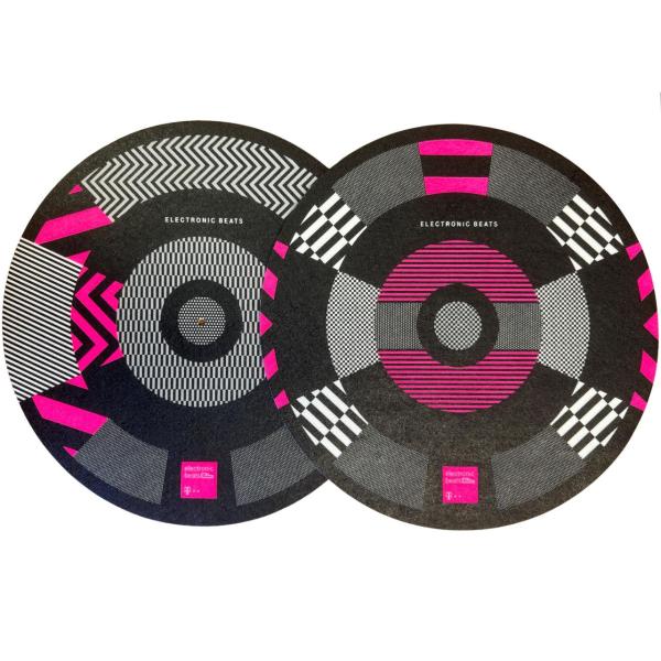 TECHNICS SLIPMATS TAPPETINI GIRADISCHI LOGO ELECTRONIC BEATS COPPIA TAPPETINI