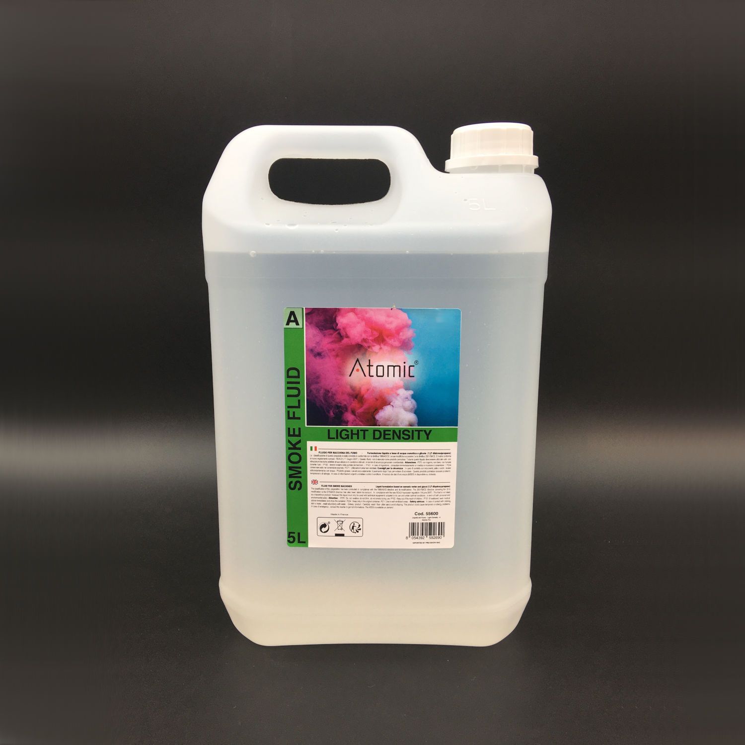ATOMIC SMOKE PRO LIGHT LIQUIDO PER MACCHINA DEL FUMO CERTIFICATO TANICA DA 5 KG MADE IN EUROPE