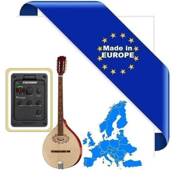 HORA OCTAVE MANDOLIN BOUZOUKI SCALA CORTA MADE IN EUROPE MANDOLINO OTTAVA BASSA IN MASSELLO FISHMAN PRESYS 101 TOP ABETE E ACERO