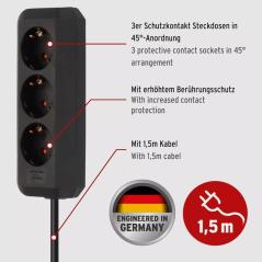BRENNENSTUHL ECO-L 3 WAY SPLIT BK CIABATTA MULTIPRESA 3 PRESE SCHUKO CAVO 1,5M H05VV-F 3G1,5