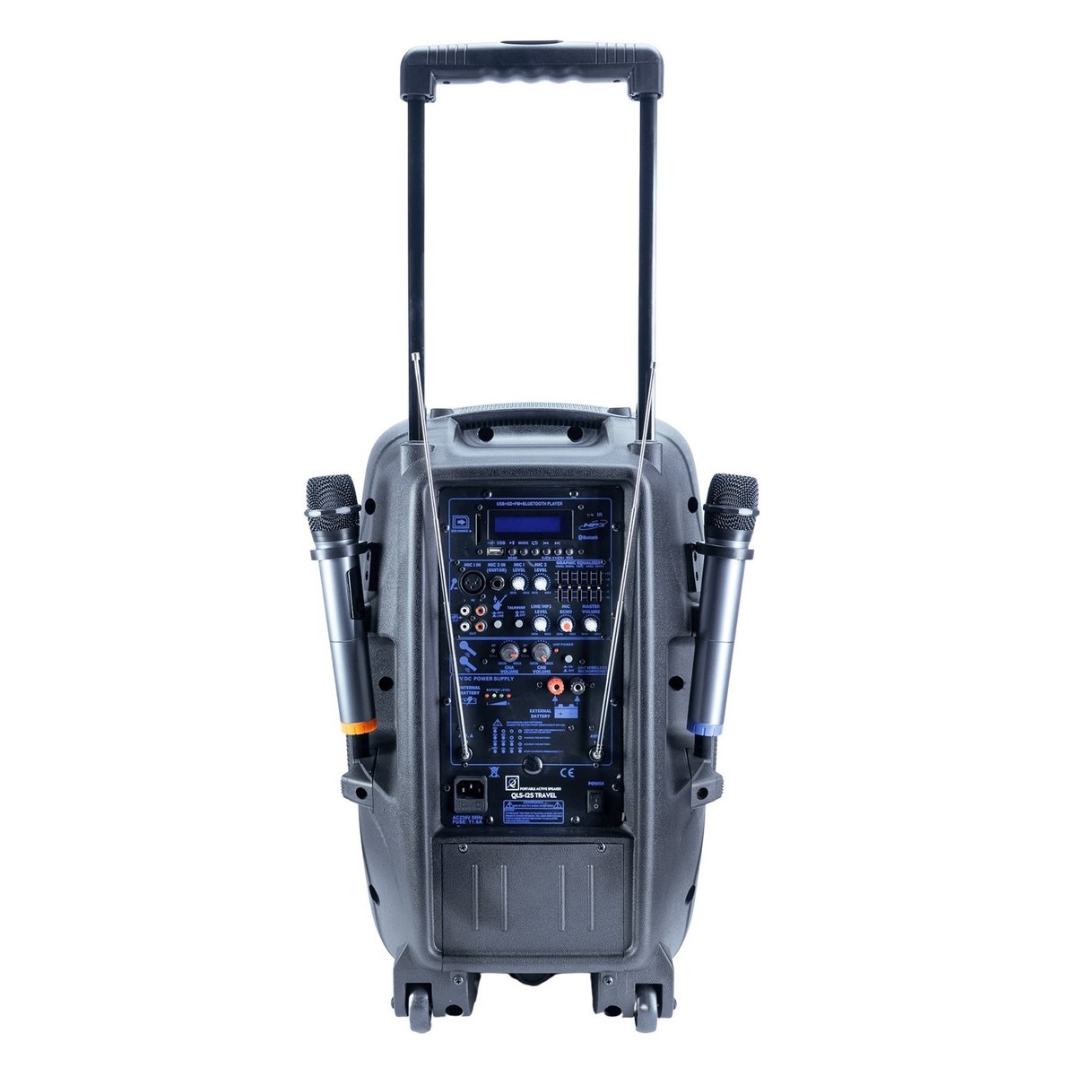 OQAN QLS-12S TRAVEL CASSA ATTIVA A BATTERIA 12" 300W 2 MICROFONI WIRELESS BLUETOOTH USB SD MP3