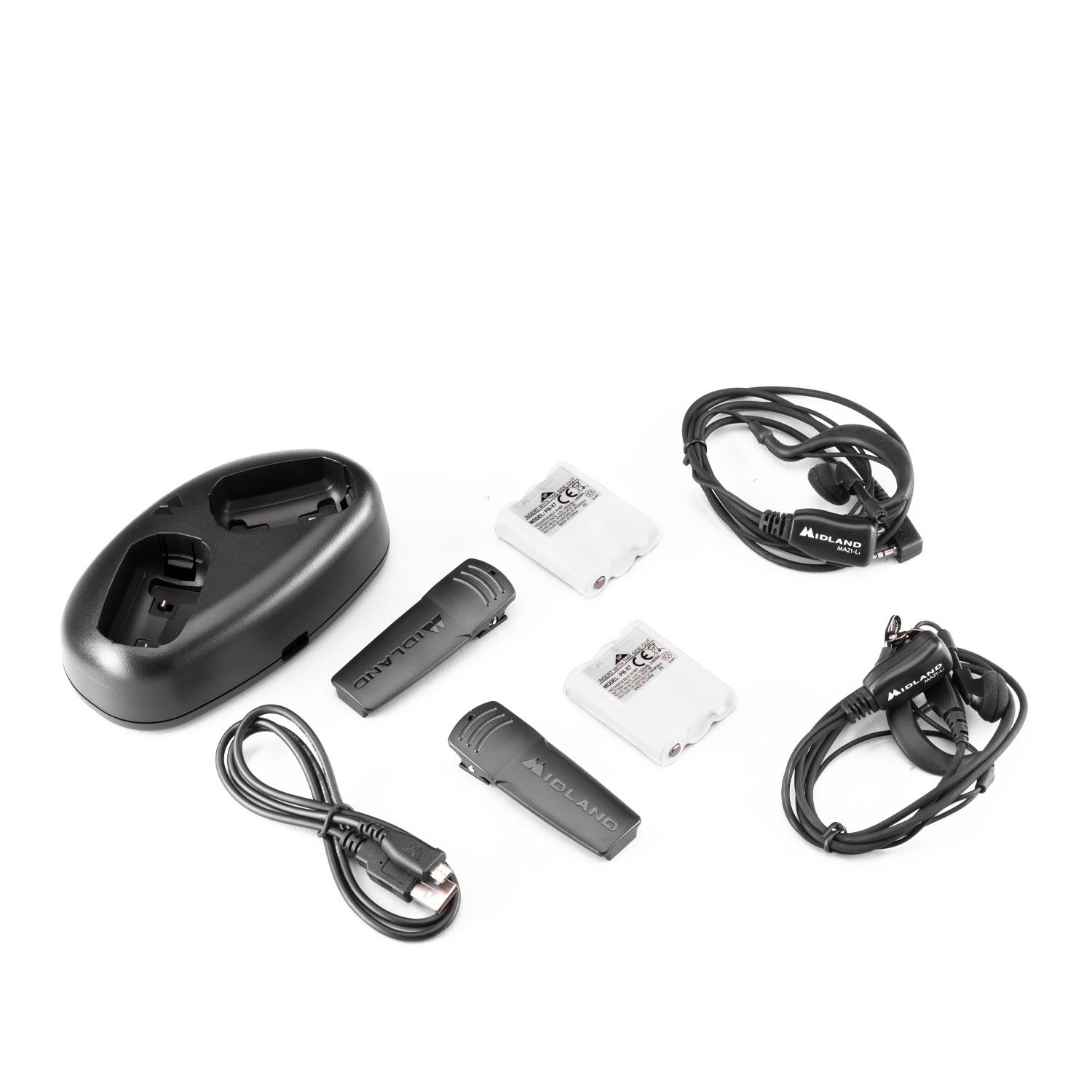 MIDLAND XT70 DOPPIO WALKIE TALKIE RICARICABILE USB CON CARICABATTERIE E AURICOLARI