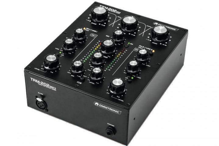 OMNITRONIC SET TRM202 MK3 MIXER ROTATIVO 2 CANALI PER DJ 2 CANALI + CASE ROADINGER