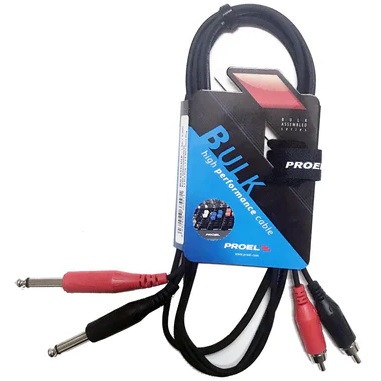 PROEL BULK555LU3 2 RCA MASCHIO - 2 JACK MONO 1-4" 6 5mm CAVO AUDIO DI SEGNALE SCHERMATO 3 METRI