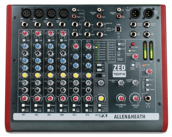 ALLEN   HEATH ALLEN&HEATH ZED10FX MIXER 8 CANALI EFFETTI USB CON 4 MICROFONICI + 2 STEREO